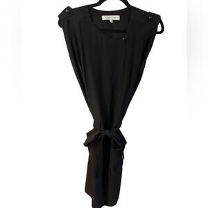 Gerard Darel Black Silk Mini Belted Dress Size 6